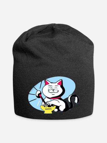 Chat et ramen - Bonnet en jersey - noir