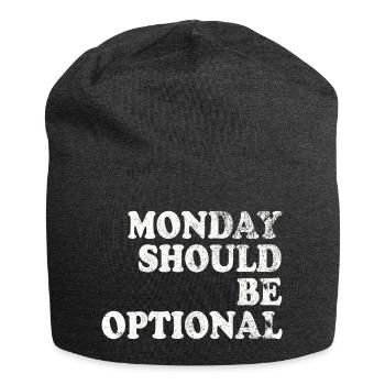 Monday should be optional white - Jersey Beanie - charcoal grey - Front