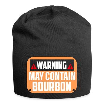 Warning May Contain Bourbon Whiskey Drinking - Jersey-Beanie - Schwarz - Vorne