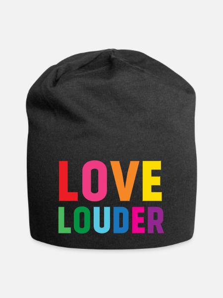 LGBTQ-Pride-Monat - Love Louder - Jersey-Beanie - Schwarz