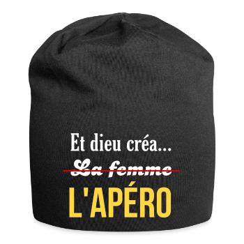Et Dieu créa l'Apéro - Humour Apéritif été drole - Bonnet en jersey - noir - Devant
