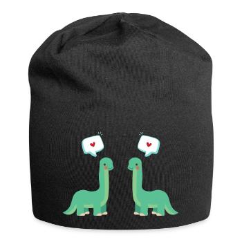 Couple de dinosaures : couple de dinosaures amoureux - Bonnet en jersey - noir - Devant