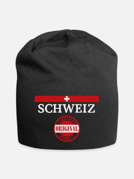 Flagge der Schweiz, Schweizer Stolz - Jersey-Beanie - Schwarz