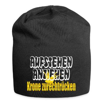 aufstehen anziehen Krone zurechtrücken - Jersey-Beanie - Schwarz - Vorne