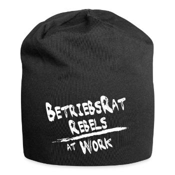 Betriebsrat rebels weiss für schwarzen Hintergrund - Jersey-Beanie - Schwarz - Vorne