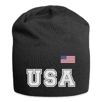 TEAM USA amerikanische Flagge Fahne über Schrift - Jersey-Beanie - Schwarz - Vorne