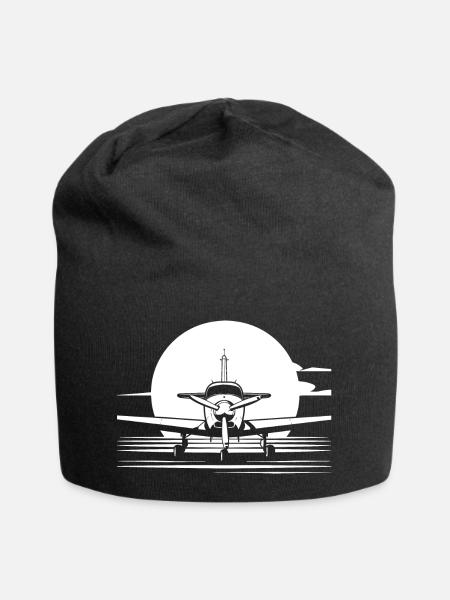 Flugzeug Skizze - Jersey-Beanie - Schwarz