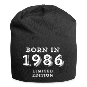 born in 1986, year of birth, 38 years old - Jersey Beanie - black - Front