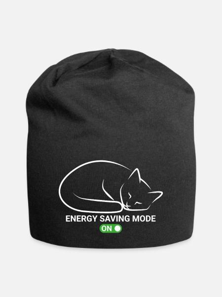 Cat in power saving mode - Jersey Beanie - black