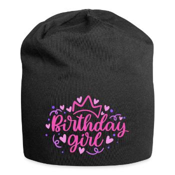 Birthday Girlie with Crown Heart Confetti - Jersey Beanie - black - Front