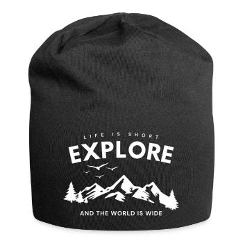 Explore Adventure Zitat - Jersey-Beanie - Schwarz - Vorne