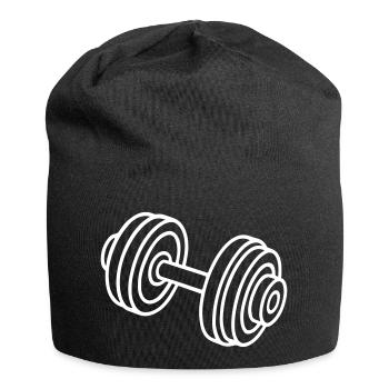 Hantel Gewichte Symbol - Jersey-Beanie - Schwarz - Vorne