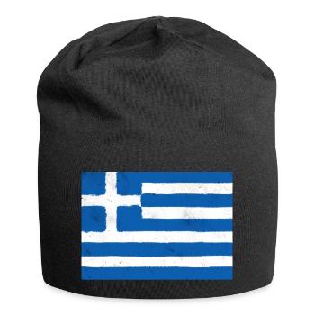 Flagge Griechenlands – Blaue Identität - Jersey-Beanie - Schwarz - Vorne