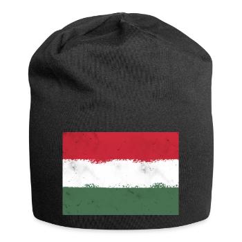 Flagge von Ungarn - Jersey-Beanie - Schwarz - Vorne