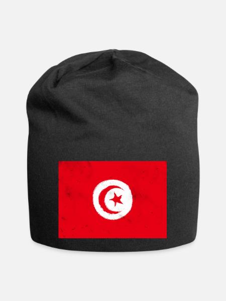 Drapeau de la Tunisie - Bonnet en jersey - noir