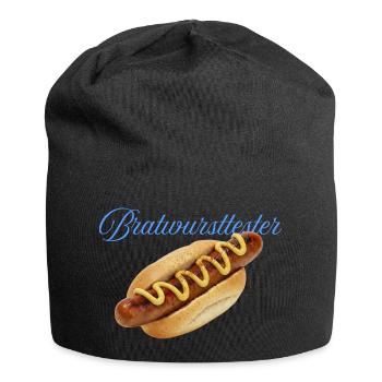 Hearty hot dog with mustard - Jersey Beanie - black - Front