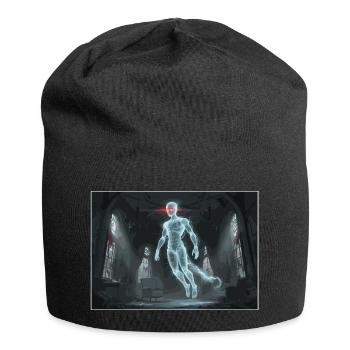 Digitaler Geist im Spukhaus - Jersey-Beanie - Schwarz - Vorne