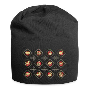 Chinesisches Neujahr Chinesisches Tierzeichen - Jersey-Beanie - Schwarz - Vorne