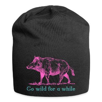 Wildeschwein Pink  - Go wild for a while - Jersey-Beanie - Schwarz - Vorne