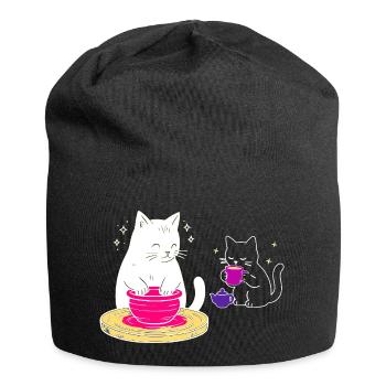 Artisan Cat Life – From Wheel to Tea - Jersey Beanie - black - Front