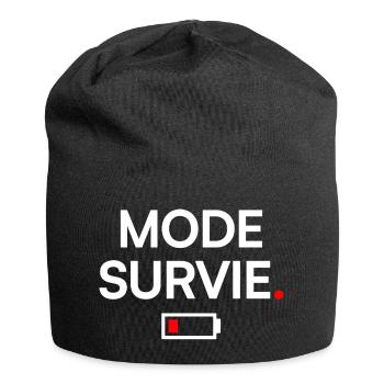 MODE SURVIE | Humour fatigue minimal - Bonnet en jersey - noir - Devant