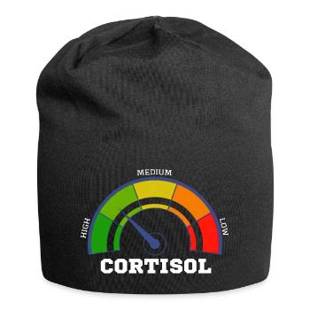 Lustiges, niedriges Cortisol, urkomisches, stressfreies Cortisol - Jersey-Beanie - Schwarz - Vorne
