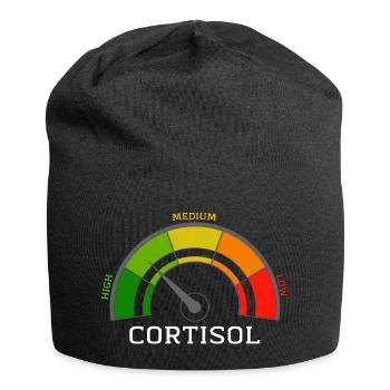 Lustiges, niedriges Cortisol, urkomisches, stressfreies Cortisol - Jersey-Beanie - Schwarz - Vorne