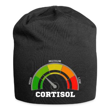 Lustiges, niedriges Cortisol, urkomisches, stressfreies Cortisol - Jersey-Beanie - Schwarz - Vorne