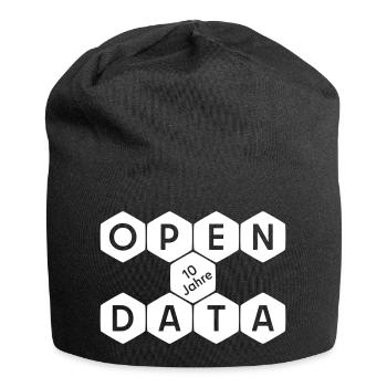 Open Data 10 Jahre Jubiläum (hell) - Jersey-Beanie - Schwarz - Vorne