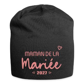 Mariage 2027 - Maman de la Mariée française - Bonnet en jersey - noir - Devant