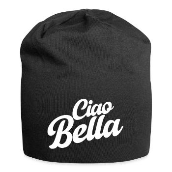 Ciao Bella Italien Spruch – Minimal Typo Design - Jersey-Beanie - Schwarz - Vorne