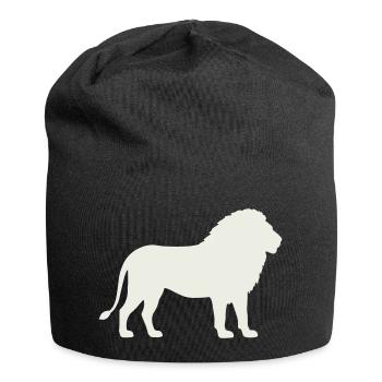 Lion silhouette on cream - Jersey Beanie - black - Front