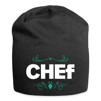 Logo du chef aux lignes ornementales élégantes - Bonnet en jersey - noir - Devant