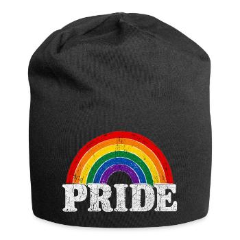 Pride Rainbow Vintage Regenbogen Shirt Sticker - Jersey-Beanie - Schwarz - Vorne