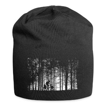 Forest Path Silhouette: Bicycle - Jersey Beanie - black - Front