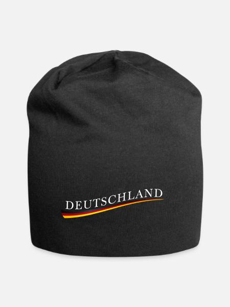 DEUTSCHLAND Schriftzug mit Wappen - Jersey-Beanie - Schwarz