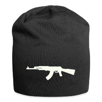 Gewehr Silhouette im Minimalstil - Jersey-Beanie - Schwarz - Vorne