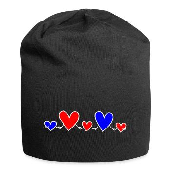 Family 3 Children Parents 1 Son 2 Daughters Heart - Jersey Beanie - black - Front