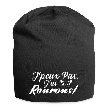 j'peux pas j'ai ronrons - Bonnet en jersey - noir - Devant