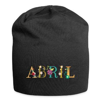 ABRIL Name Decorated with Flowers - Jersey Beanie - black - Front