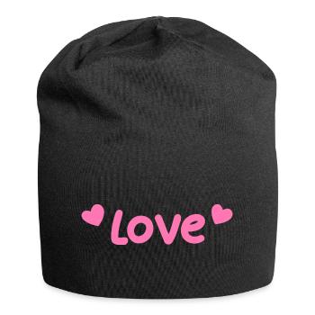 Pastellliebe und rosa Herzen - Jersey-Beanie - Schwarz - Vorne