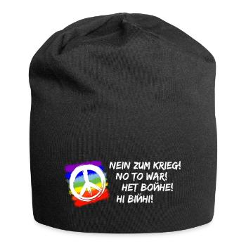 NEIN ZUM KRIEG! NO TO WAR! НЕТ ВОЙНЕ! НІ ВІЙНІ! - Jersey-Beanie - Schwarz - Vorne