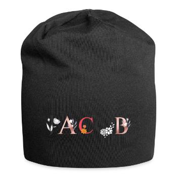 JACOB Namenskunst mit Blumen gestickt - Jersey-Beanie - Schwarz - Vorne