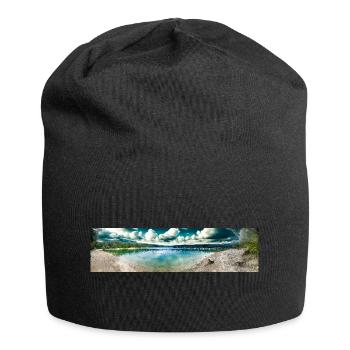 Vue panoramique sur le lac montagneux - Bonnet en jersey - noir - Devant