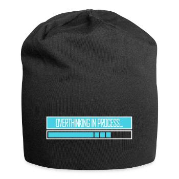 Overthinking In Process Funny Brooding Saying Logo - Jersey Beanie - black - Front