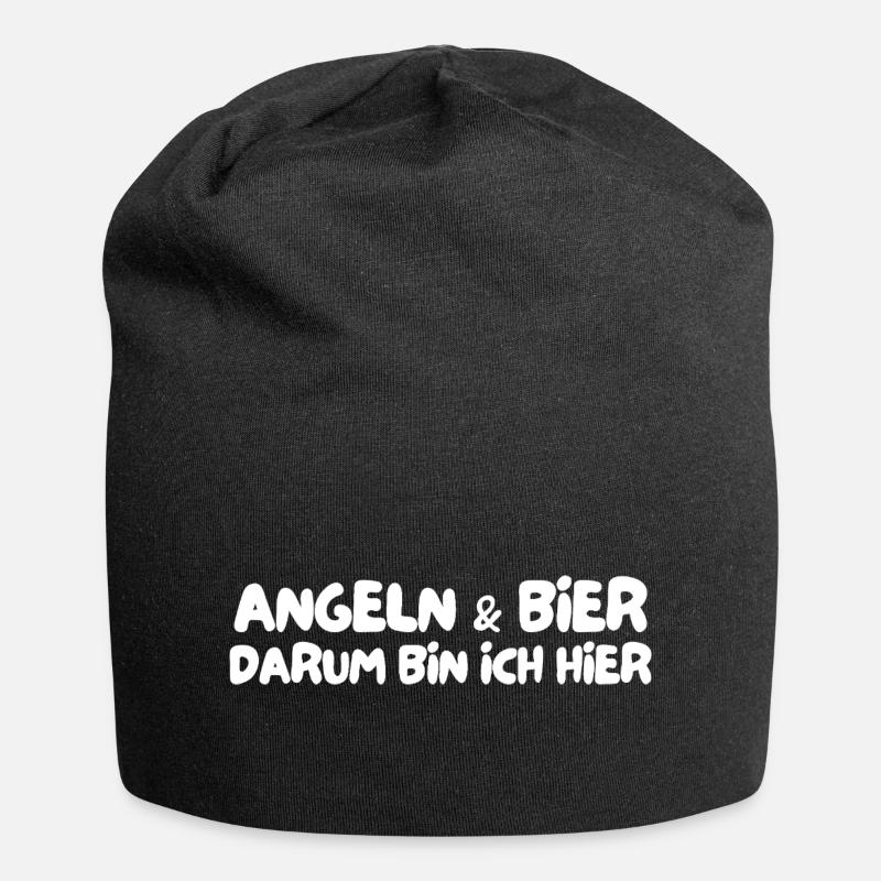 Angeln & Bier darum bin ich hier - Jersey-Beanie - Schwarz