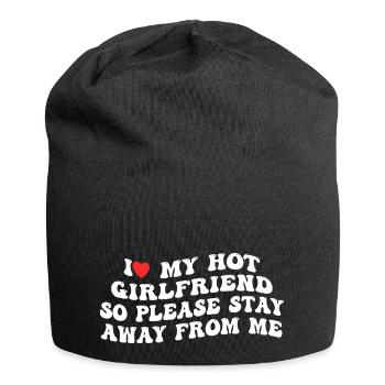 J'aime ma copine sexy - garde tes distances ! - Bonnet en jersey - noir - Devant