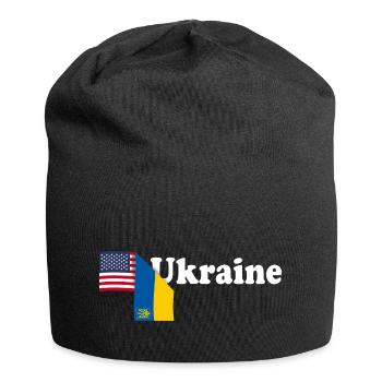 Vintage Amerikanische Ukrainische Flaggen USA Ukraine - Jersey-Beanie - Schwarz - Vorne