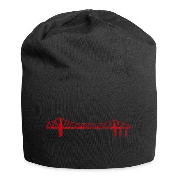 Rendsburger Hochbrücke Scribble Design – RD Skylin - Jersey-Beanie - Schwarz - Vorne