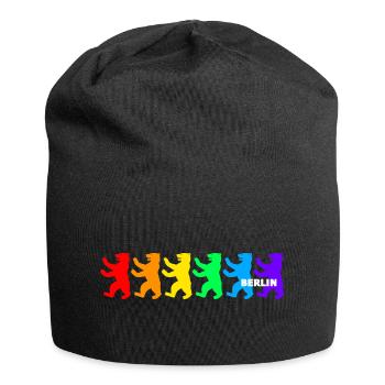 Berliner Bären / Regenbogenfarben - Jersey-Beanie - Schwarz - Vorne